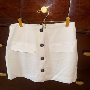 Classic White Button-Front Mini Skirt
